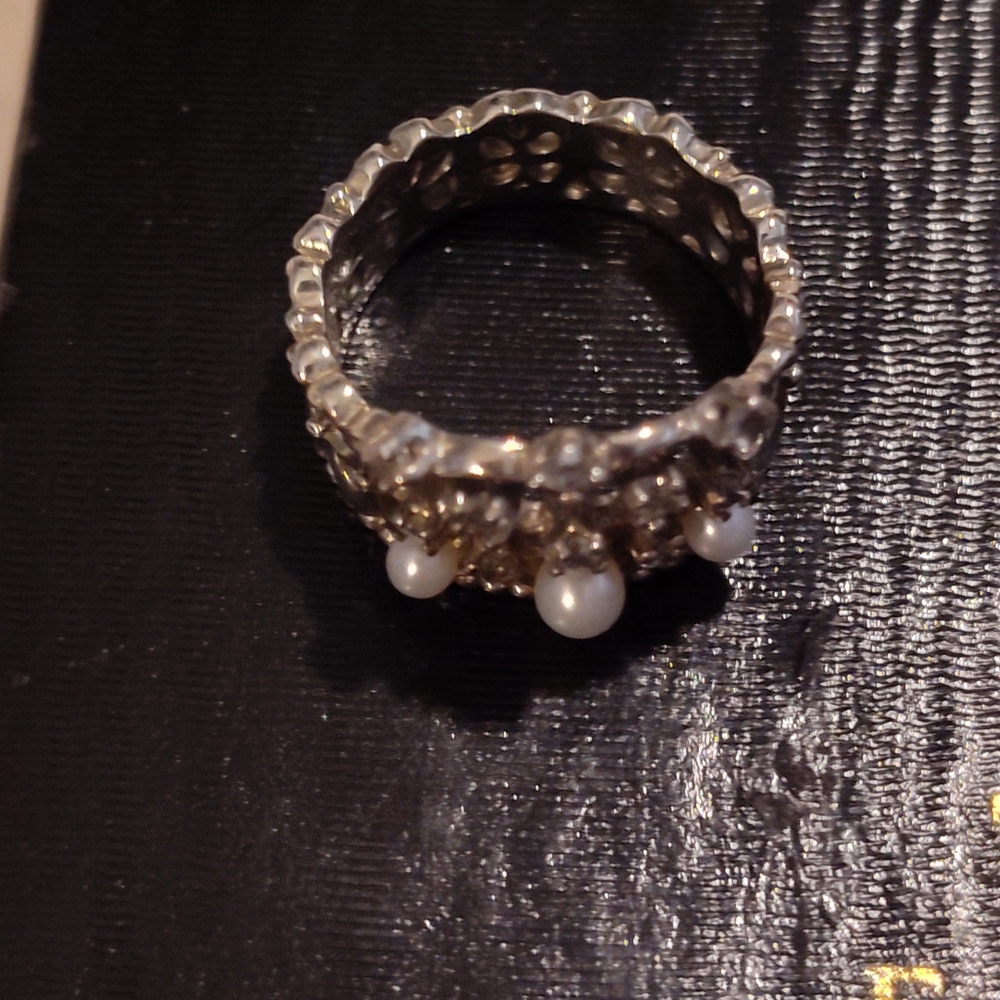 NEW! RETIRED Princess Diana Elegant Silver 925 Crown Ring with Pearls - Picture 7 of 11